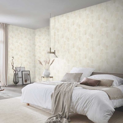 Papel de parede FOLHAS GINKGO CREME PEROLA E BRANCO EC1047014 2