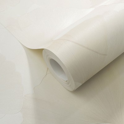 Papel pintado HOJAS GINKGO CREMA PERLADO Y BLANCO EC1047014
