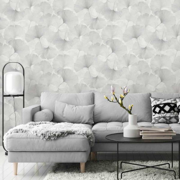 Paper pintat FULLES GINKGO GRIS PERLAT EC1047031