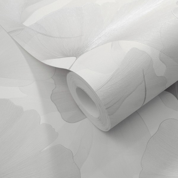 Papel pintado HOJAS GINKGO GRIS PERLADO EC1047031