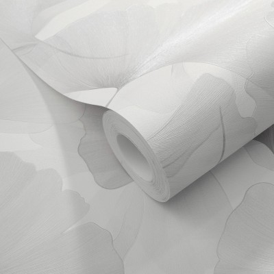Papel pintado HOJAS GINKGO GRIS PERLADO EC1047031
