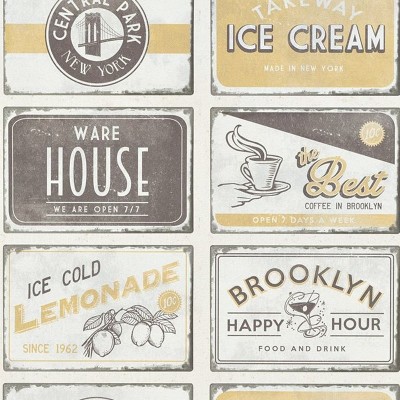 Papel de parede RETRÔ AMERICANO COM PLACAS 6365-15