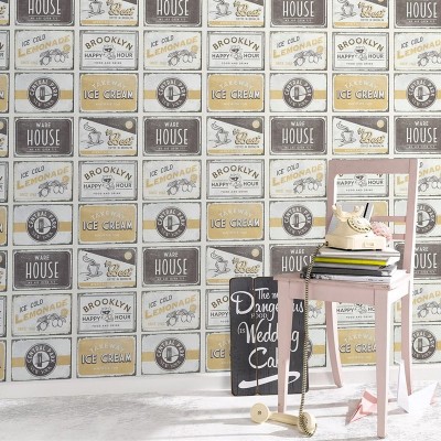 Papel pintado RETRO AMERICANO CON CARTELES 6365-15