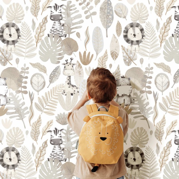Papel de parede INFANTIL SELVA TROPICAL BEGE 14837 Papel de parede INFANTIL SELVA TROPICAL BEGE 14837