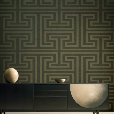 Papel de parede LABIRINTO CINZA E DOURADO 27519 2