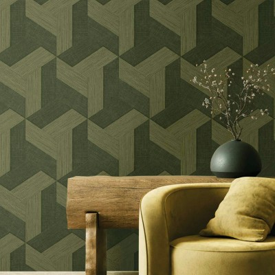 Papel pintado CUBOS 3D GRIS VERDOSO 27509 2