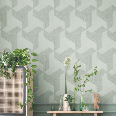 Papel pintado CUBOS 3D AZUL GRISÁCEO 27506 2
