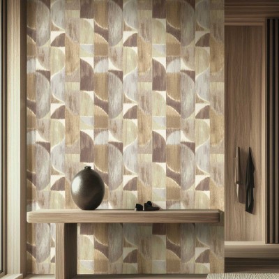 Papel de parede ARTE MODERNA BEGE, VERDE E DOURADO 27525 2