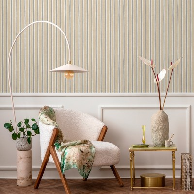 Paper pintat RATLLES IRREGULARS VINÍLIQUES BEIGE I PLATEJAT 30137