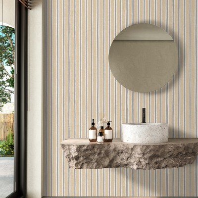 Papel pintado RAYAS IRREGULARES VINÍLICAS BEIGE Y PLATEADO 30137 2