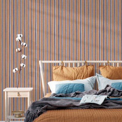 Papel pintado RAYAS IRREGULARES VINÍLICAS TERRACOTA Y AZUL 30138 2
