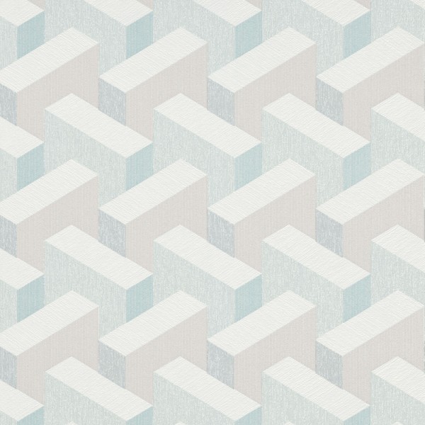 Papel de parede TRIDIMENSIONAL BEGE E AQUA 10382-35