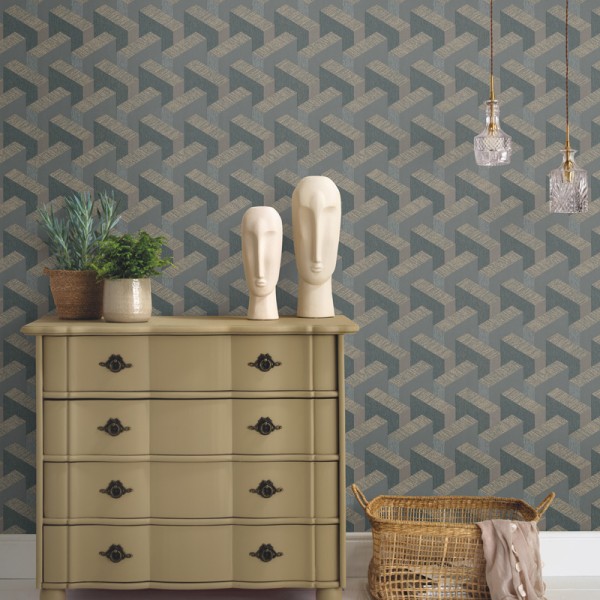 Papel de parede TRIDIMENSIONAL CINZA ESCURO E MARROM 10382-15