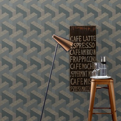 Papel de parede TRIDIMENSIONAL CINZA ESCURO E MARROM 10382-15