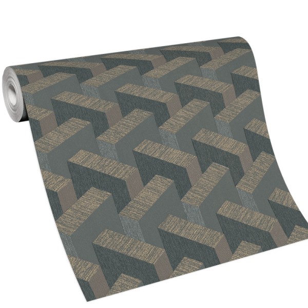 Papel de parede TRIDIMENSIONAL CINZA ESCURO E MARROM 10328-15