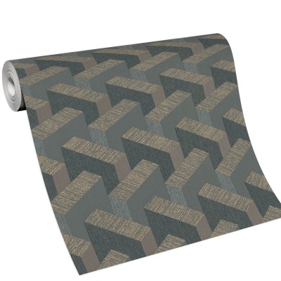 Papel de parede TRIDIMENSIONAL CINZA ESCURO E MARROM 10328-15