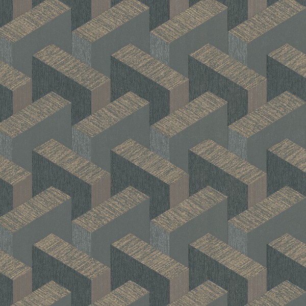 Papel Pintado TRIDIMENSIONAL GRIS OSCURO Y MARRÓN 10382-15