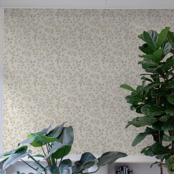 Papel de parede FOLHAS ROMÂNTICAS BEGE AL_14636166