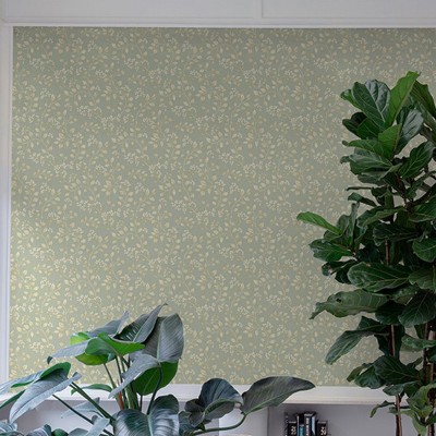 Papel pintado HOJAS ROMÁNTICAS BEIGE Y VERDE AL_14636167 2