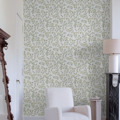 Papel pintado HOJAS ROMÁNTICAS VERDES AL_14636168