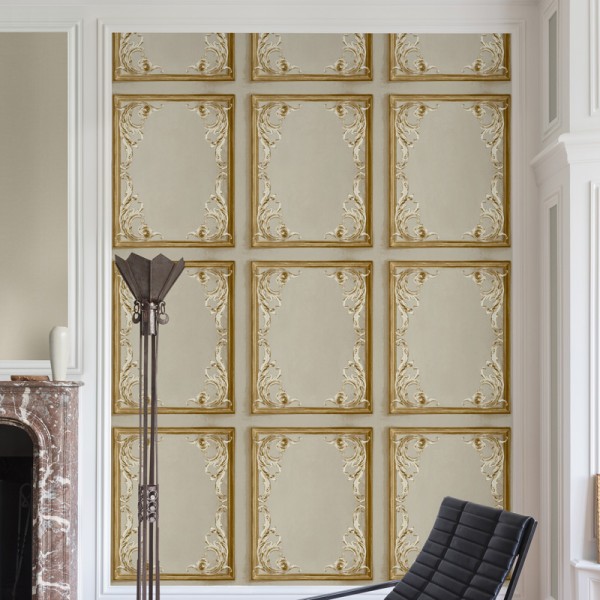 Papel de parede MOLDURAS CLÁSSICAS DOURADAS AL_14636174