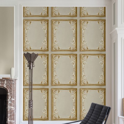 Papel de parede MOLDURAS CLÁSSICAS DOURADAS AL_14636174