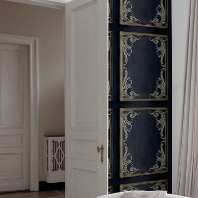 Papel pintado MOLDURAS CLÁSICAS DORADO Y NEGRO AL_14636176 2