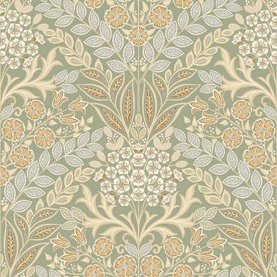 Papel de parede MEDALHÃO FLORAL VERDE SÁLVIA AL_14636159