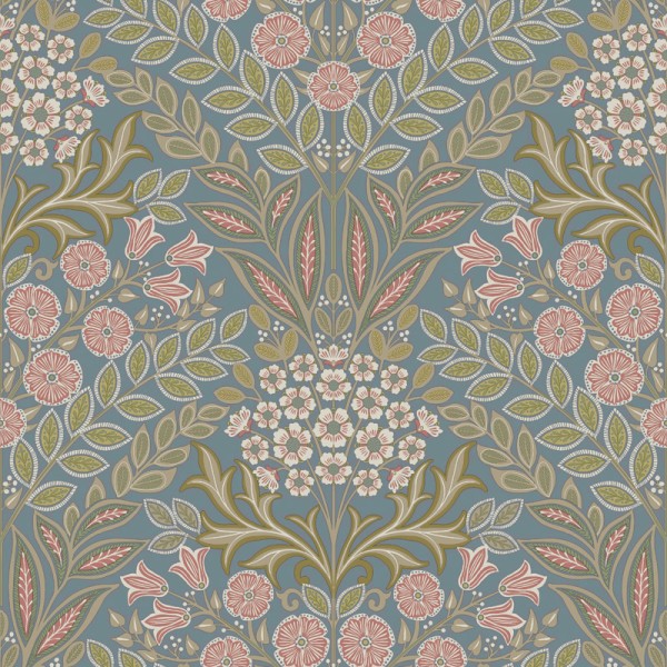Papel de parede MEDALHÃO FLORAL AZUL ACINZENTADO AL_14636162