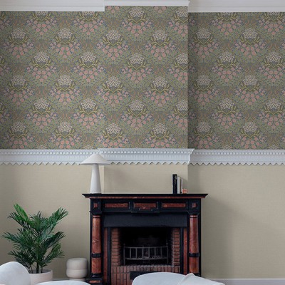 Papel pintado MEDALLÓN FLORAL AZUL GRISÁCEO AL_14636162 2