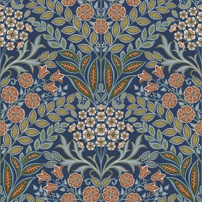 Papel de parede MEDALHÃO FLORAL AZUL ESCURO AL_14636165