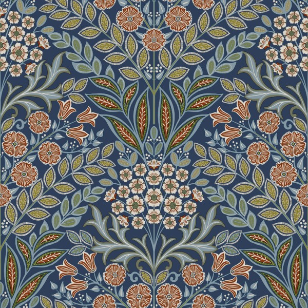 Papel de parede MEDALHÃO FLORAL AZUL ESCURO AL_14636165