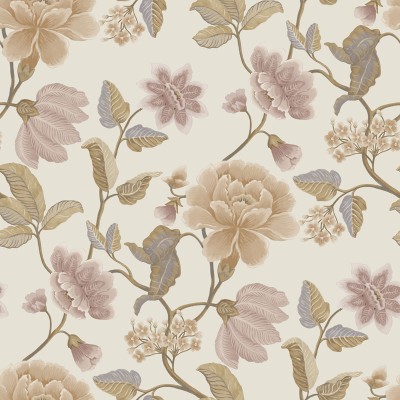 Papel pintado FLOR MEDITERRÁNEA MARRÓN Y ROSA NUDE AL_14636184
