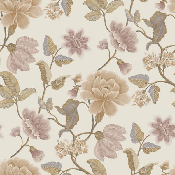 Papel de parede FLOR MEDITERRÂNEA MARROM E ROSA NUDE AL_14636184