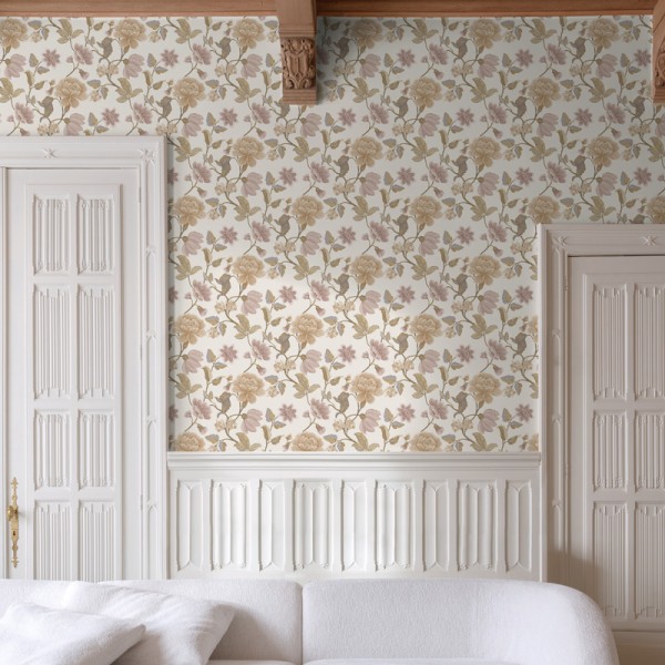 Papel de parede FLOR MEDITERRÂNEA MARROM E ROSA NUDE AL_14636184