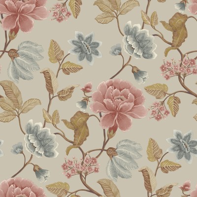 Papel pintado FLOR MEDITERRÁNEA ROSA Y AZUL VINTAGE AL_14636185