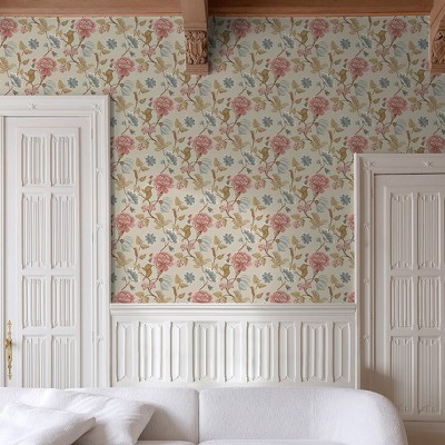 Paper pintat FLOR MEDITERRÀNIA ROSA I BLAU VINTAGE AL_14636185