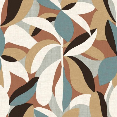 Papel de parede POP ART FOLHAS MARROM E AZUL 30106