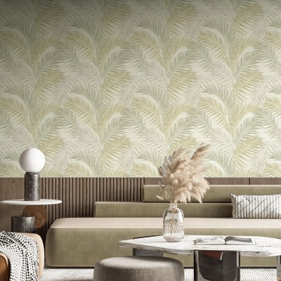 Papel pintado PALMA VERDE Y DORADO 33315 2