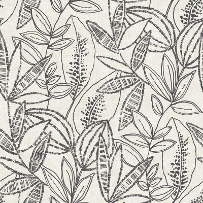 Papel pintado HOJAS DIBUJADAS BLANCO Y NEGRO UT_16207451