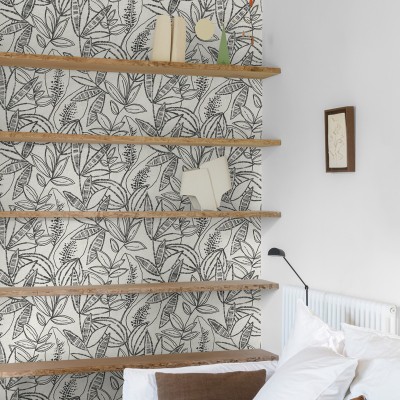 Papel pintado HOJAS DIBUJADAS BLANCO Y NEGRO UT_16207451 2