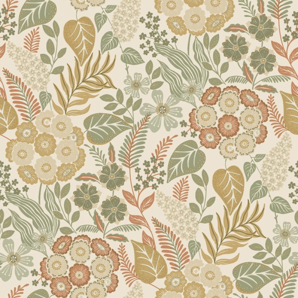 Papel de parede JARDIM SECRETO CREME e VERDE UT_16207478
