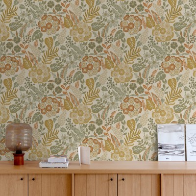 Papel pintado JARDÍN SECRETO CREMA y VERDE UT_16207478