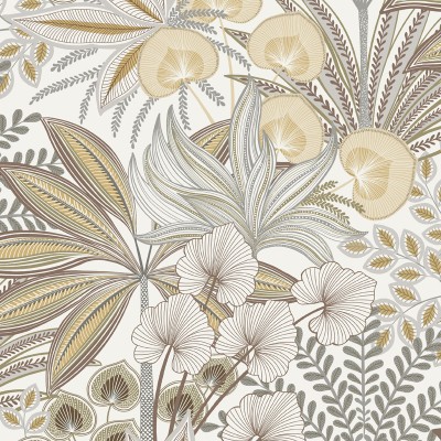 Papel de parede HARMONIA BOTÂNICA CINZA e BEGE UT_16207482