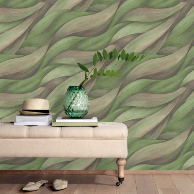 Papel de parede ONDAS MODERNAS VERDE E ROSA 10257-07 2