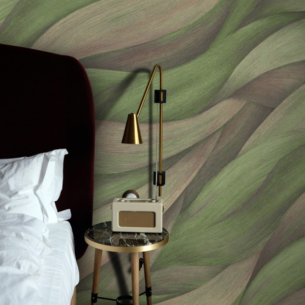 Papel de parede ONDAS MODERNAS VERDE E ROSA 10257-07