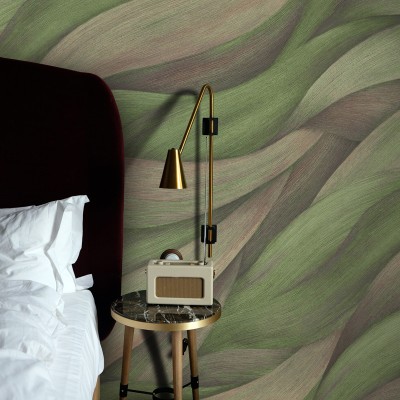 Papel pintado ONDAS MODERNAS VERDE Y ROSADO 10257-07