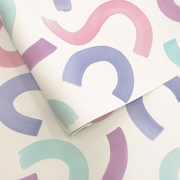 PAPEL DE PAREDE CONFETE ROSA, AZUL E VERDE-ÁGUA 14110