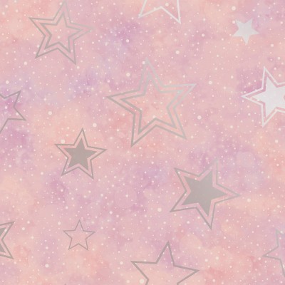 Papel de parede ESTRELAS ROSA E PRATEADO 14060