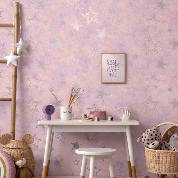 Paper pintat ESTRELLES ROSA I PLATEJAT 14060